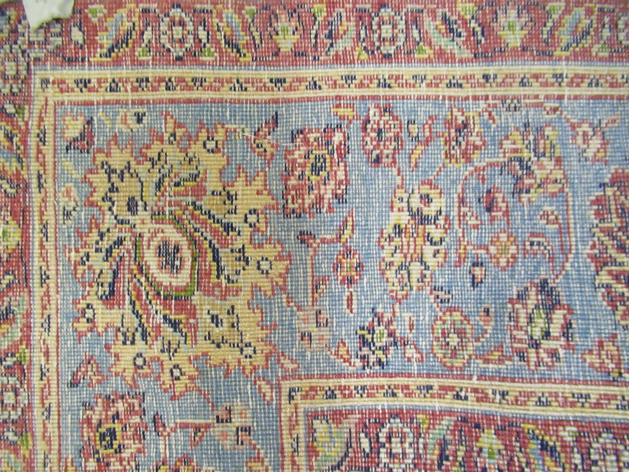 Indian carpet with an all over stylised floral design on ivory ground with pale blue borders, 140ins - Image 6 of 6