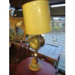 20th Century brass table lamp/ clock in the form of a ships telegraph, signed Plastimo