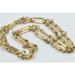 9ct Gold alternating link necklace, 22g Good condition, hallmarked Length - 62cm