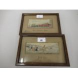 Pair of framed ' Stevengraph ' silk pictures, ' The Present Time ' and ' Full Cry '