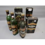 Glenfiddich Whiskey, six various bottles