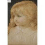 Edward Tayler monogrammed watercolour, head and shoulder portrait of a child, also inscribed