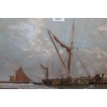 Richard Tearoe, pastel coastal scene with sailing boats, unsigned, 13.5ins x 17.5ins, framed