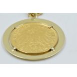 German twenty mark gold coin 1894, in 14ct gold pendant mount, 9.5 grams gross, on a silver gilt