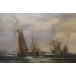 Attributed to Frederick Calvert, 19th Century oil on millboard, sailing vessels off the coast,
