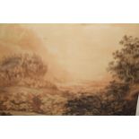 Late 18th / early 19th Century Continental school, watercolour, an extensive landscape with