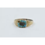 Victorian gold turquoise set memorial ring (minus one stone)