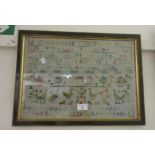 Two 19th Century framed alphabet and pictorial samplers