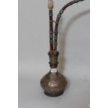 North African floral decorated copper hookah pipe
