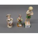 Royal Worcester figure ' Friday's Child ', together with two Continental porcelain figures of