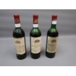 Three bottles Chateau Malescot St Exupery Margaux 1973 and 1974