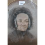19th Century pastel head and shoulder portrait of an elderly Victorian lady, oval mounted in a