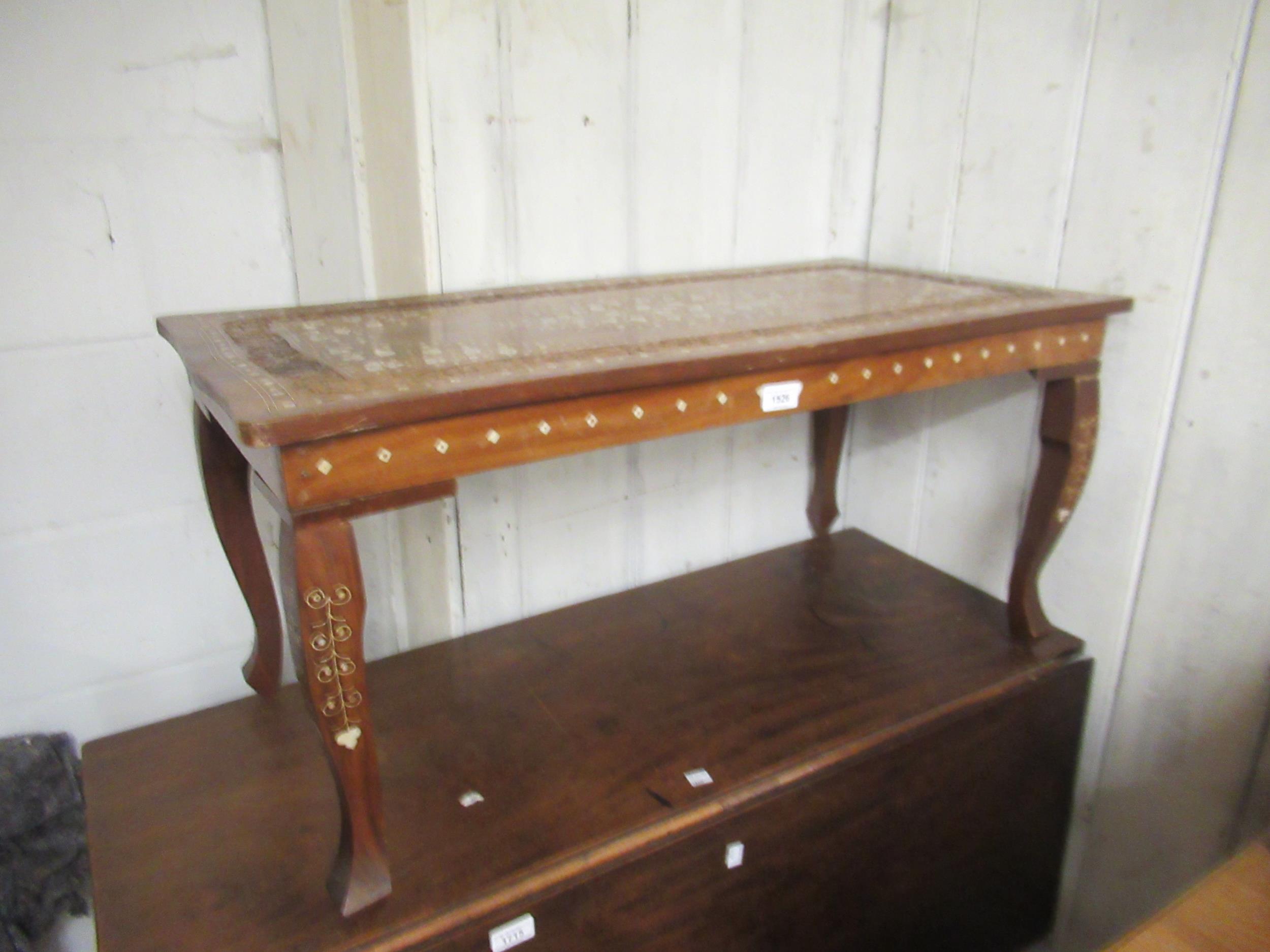 Anglo-Indian rectangular inlaid coffee table and a similar smaller table 17ins high x 36ins wide x