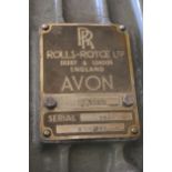 Rolls Royce Avon jet aircraft engine, Serial No. 9628 Note: This item is offered without reserve,