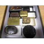 Good quality Japanese Niello gilt metal snuff box, signed to the base together with a collection