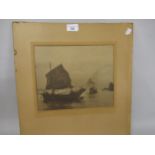 Early 20th Century photograph, view in Hong Kong harbour, signed on the mount ' Geo. Chance ',