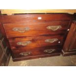 Modern Indonesian dark stained hardwood three drawer chest, 39.75ins wide