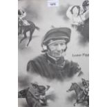 Framed print of Lester Piggott, together with another framed print ' We Three Kings ' depicting