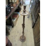 Victorian oak floorstanding church candlestick with adjustable column