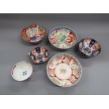 Group of six various Imari bowls, the largest 8ins diameter
