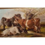 Thomas Sidney Cooper, oil on panel, cattle resting beside a tree, signed and dated 1880, 11.5ins x