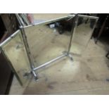 Art Deco triple plate swing frame toilet mirror on chrome supports (at fault)