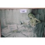 William Russell Flint, signed coloured print, a girl reading a book, 9ins x 11ins, gilt framed,