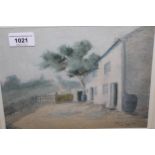 H. Warren Williams, watercolour, country cottage, signed, gilt framed, 7ins x 9.5ins