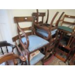 Set of six (four plus two) George IV mahogany dining chairs, the carved rail backs above drop-in