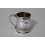 Small George IV silver christening mug of tapering form, London 1823, makers mark ' TJ ', 2.25ins