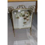 Victorian mirror inset brass firescreen