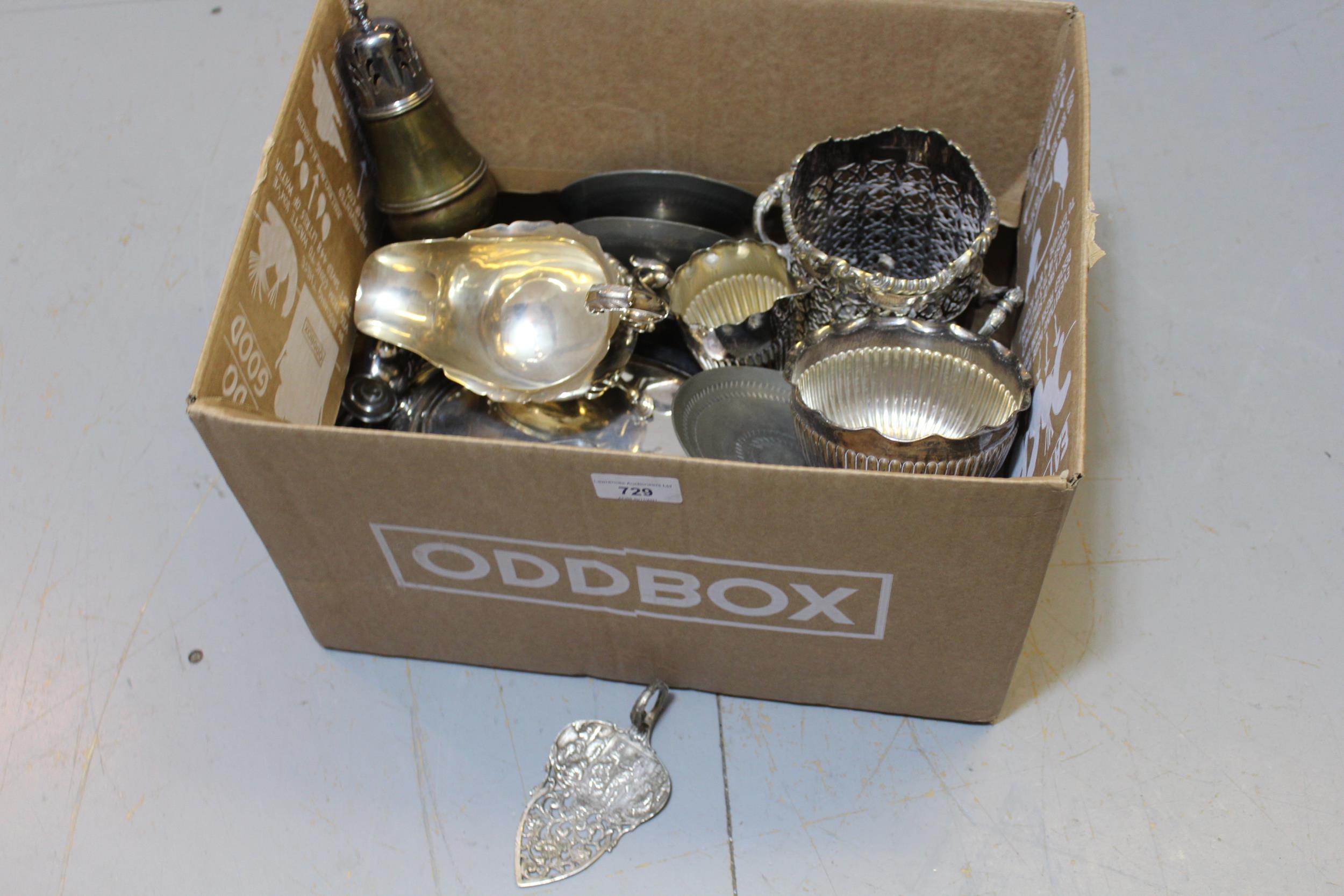 Dutch silver slice, together with cased plated flatware and other silver plated items