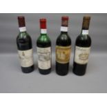 Four mixed red wines, 1958 Ducru Beaucaillou, 1966 Chateau Cleyrac, 1972 Chateau Giscours and a 1974