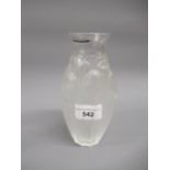 Modern Lalique Tulip pattern glass vase, 7ins high