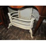 Early to mid 20th Century white painted wrought iron fire basket, 26ins wide