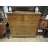 Edwardian mahogany and chequer inlaid straight front chest of two short and three long drawers