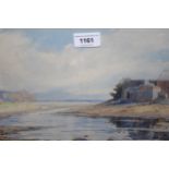 Watercolour, estuary scene at low tide, unsigned, 8.5ins x 11.5ins, gilt framed, watercolour,