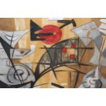 Jean Bertholle signed print, abstract study, No. 7 of an edition of 50, 12ins x 21ins
