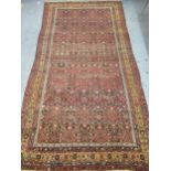 Antique Ferahan carpet with all over Herati design on a dark ground, with multiple borders, (some