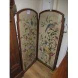 Early 20th Century silk work two panel draught screen