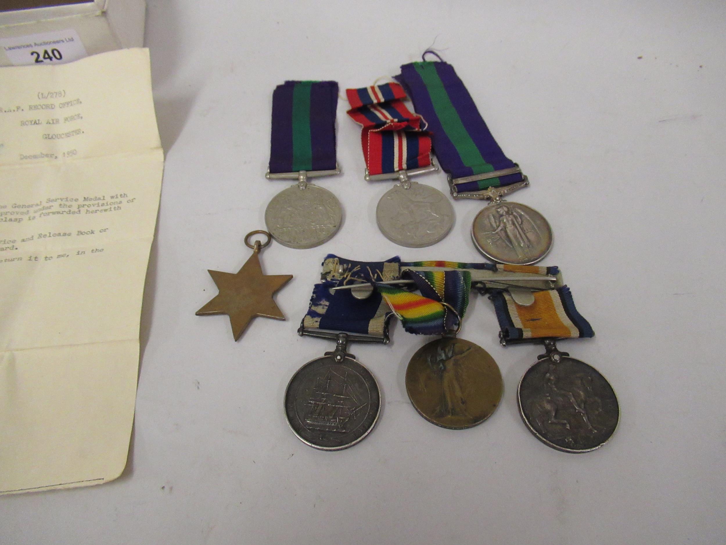 World War I three medal group, including long service and good conduct medal, awarded to E.W - Image 2 of 2