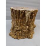 Late 19th / Early 20th Century stoneware salt glazed garden seat in a form of a tree trunk (at