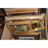 Pair of rectangular gilded composition picture frames, 30ins x 20ins rebate together with a pair