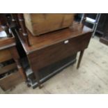 George III mahogany rectangular drop-leaf Pembroke table with a single end drawer opposed by a dummy