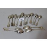 Fifteen various 19th and 20th Century silver teaspoons, 11.5oz