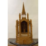 Large early to mid 20th Century scratch built matchstick model of a Gothic shrine, 45ins high, on