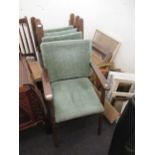 Set of four beechwood and upholstered folding bridge chairs by Grovewood