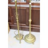 Two brass adjustable column standard lamps