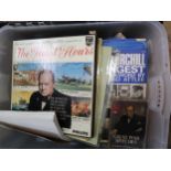 Two boxes containing a quantity of Churchill related and other books