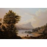 Attributed to Alexander Nasmyth, oil on canvas, extensive landscape with two figures to the